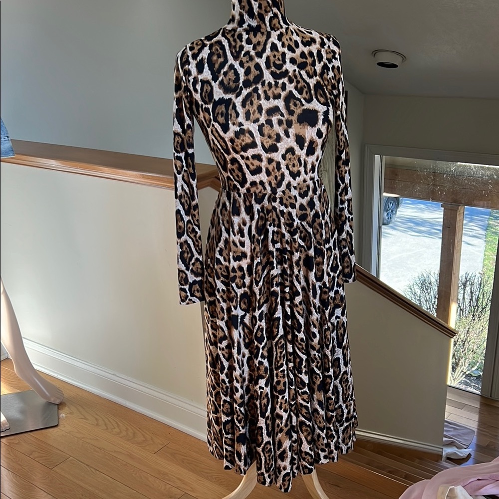 Leopard Print Long Sleeve Dress